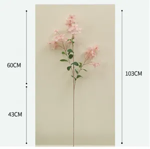 Detailansicht eines künstlichen rosa Oncidium-Blumenzweigs mit klaren Abmessungen.