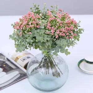 Artificial Flower Bundle Baby Breath And Eucalyptus Leaves Fake Greenery Plants For Home Wedding Party Decor