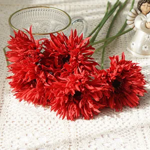 Fiori di gerbera artificiali rossi bordo soffice per decorazione matrimonio casa fotografia decoro