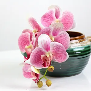 Artificial Phalaenopsis orchid flowers potted plant for home decor wedding photography props.