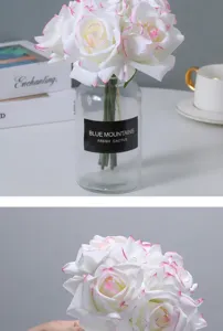 Artificial rose bouquet 5-heads fake flowers home wedding decoration realistic touch.