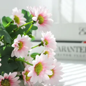 Artificial pink chrysanthemum flower bouquet for elegant home living room and table decoration.