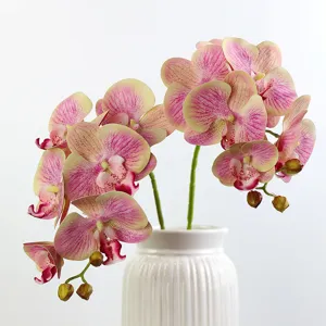 Artificial Phalaenopsis Orchid Potted Plant Fake Silk Flower for Home Wedding Decor