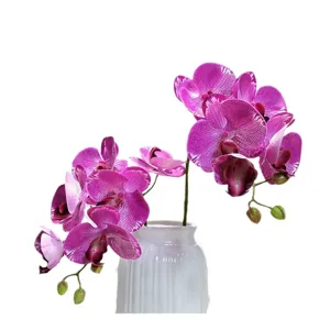 Artificial Phalaenopsis Orchid Potted Plant Fake Silk Flowers for Home Wedding Decoration