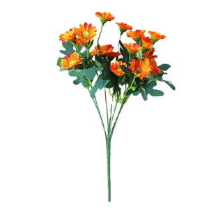 Artificial orange daisy flower bouquet for home living room table Nordic decoration setup