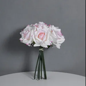 Artificial Rose Bouquet Silk Cloth Plastic Rose Flowers Bundles Fake Flowers For Home Wedding Party Decoration