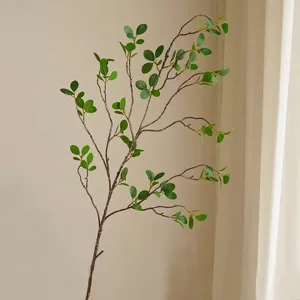Artificial Milan leaf single branch fake plant for home decor and wedding floral decoration
