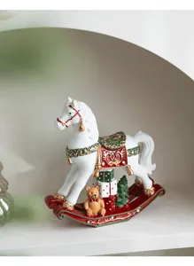 Christmas resin rocking horse desktop ornament holiday table decor gift table decoration