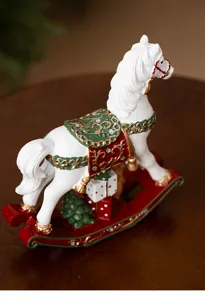 Christmas resin rocking horse tabletop ornament holiday home decoration festive gift item