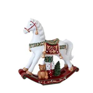 Christmas resin rocking horse desktop ornament holiday home decor festive gift decoration