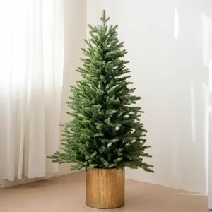 Albero di Natale finto in vaso dorato, rami folti in PE per decorazioni natalizie interne