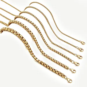 Unisex Edelstahl Venezianerkette Hip Hop Poliert Gold Silber Schwarz Farbe Schlüsselbein Gliederkette Schmuck Für Damen Herren Mode Geschenk