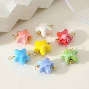 DIY Keramische Ster Zeester Bedeltjes Voor Sieraden Maken Handgemaakte Oorbellen Ketting Kralen Kleurrijke Roestvrij Stalen Ring Benodigdheden