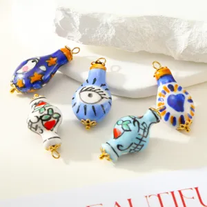 Handcrafted Ceramic Vase Pendants DIY Necklace Jewelry Detailed View Unique Art Style