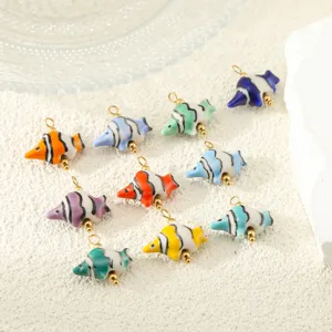 Stainless Steel Tropical Fish Pendant Only Without Chain Ceramic-Look PVC Decoration Marine Theme DIY Craft Charm Jewelry Making Find