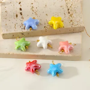 Kleurrijke keramische sterrenkraaltjes voor DIY sieraden maken, bedels voor armbanden.