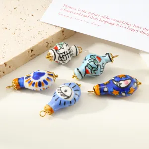 Ceramic vase pendant DIY jewelry handmade necklace accessory, artistic style component.