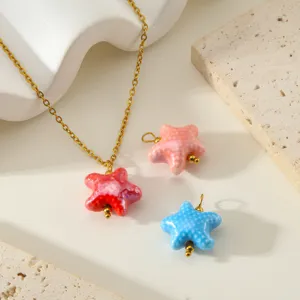 Ster keramische kralen ketting DIY sieraden accessoires hanger set, kleurrijke ster charms details.