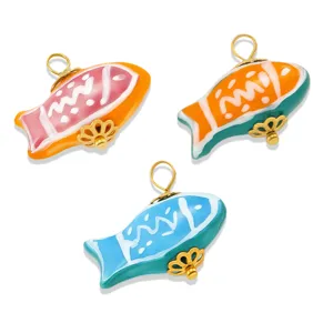 Colgante de pez koi de acero inoxidable DIY joyería hecha a mano collar pendiente accesorio