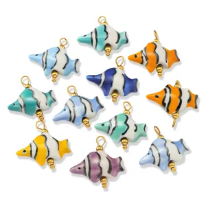 Colorful ceramic tropical fish pendants DIY jewelry accessories set for handmade necklaces and bracelets.