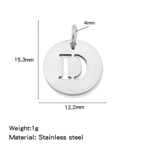 Stainless Steel Letter D Cutout Pendant DIY Jewelry Accessory Specification Detail