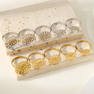 Edelstahl DIY Ringrohlinge mit flacher Netzplatte fur handgemachte Schmuckdetails.