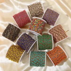 Kleurrijke geëmailleerde satellietkettingrollen voor DIY sieraden maken, verguld staal.