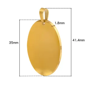 Stainless steel oval blank pendant dog tag DIY anti-lost jewelry accessory gold color