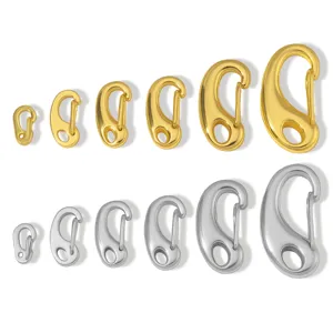 Stainless steel DIY jewelry lobster clasps, asymmetric drop shape snap hooks in gold and silver.
