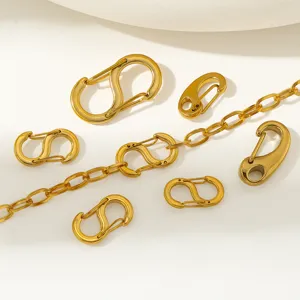 Chiusure ad S in acciaio inossidabile placcato oro 18K moschettoni collana gioielli fai da te