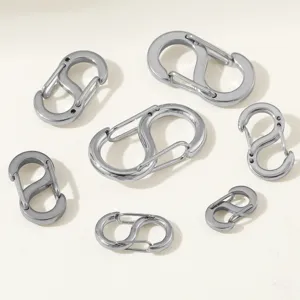 Set di chiusure per gioielli S in acciaio inossidabile, connettori argentati lucidi.