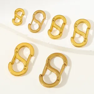 Chiusure per gioielli in acciaio inossidabile a forma di S, moschettoni placcati oro 18K per collane.