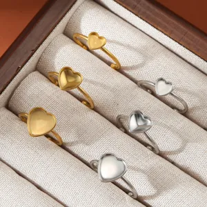 Support de bague en acier inoxydable cœur réglable DIY base pour bijoux et apprêts