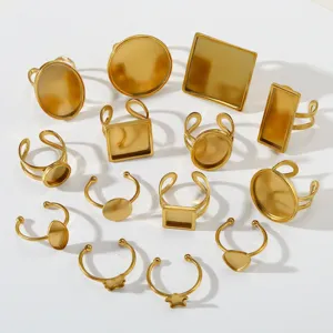 Bruts de bague DIY en acier inoxydable, plateaux réglables pour fabrication de bijoux.