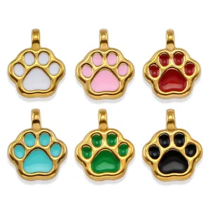 DIY 304L Acier Inoxydable Emaille Chat Chien Patte Pendentif Breloques pour Fabrication Bijoux
