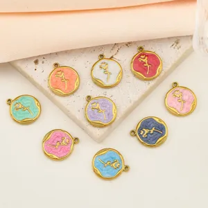 Colorful enamel metal flower charms for DIY jewelry making necklaces bracelets and earrings.
