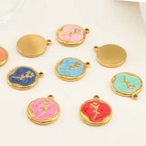 Stainless steel enamel tulip DIY pendant charms for handmade necklaces, bracelets and jewelry making.