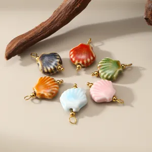 Bunte Keramik Muschel Fisch DIY Schmuck Anhänger Perlen für handgemachte Armband Kette Details