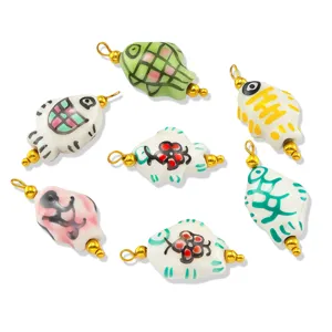 Cuentas de pescado de cerámica hechas a mano accesorios colgantes de joyería de bricolaje