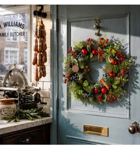 Christmas wreath artificial pine needle door hanging holiday home wall decor ornament prop
