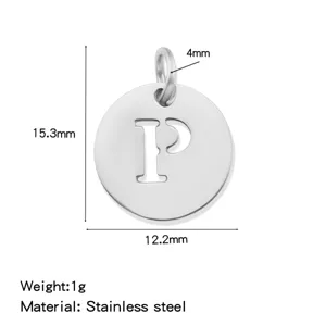 Stainless steel letter P pendant charm DIY jewelry accessory size 15.3x12.2mm lightweight
