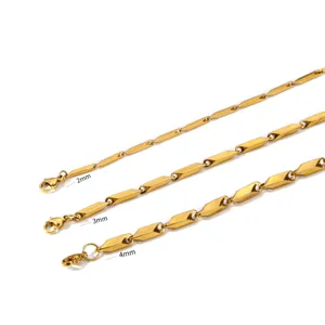 Detailopname van gouden titanium staal geometrische stang kettingen in 2 3 4mm.