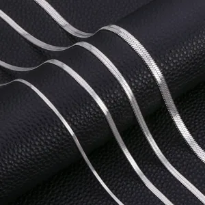 Stainless steel snake chain necklace for women, sleek herringbone choker jewelry for daily wear.
