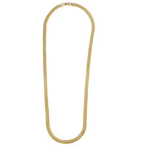 Gold herringbone chain necklace, flat snake chain choker, 18k gold plated titanium steel jewelry.