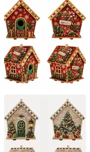 DIY pearl art Christmas house decoration set, sparkling diamond mosaic wooden holiday ornament.