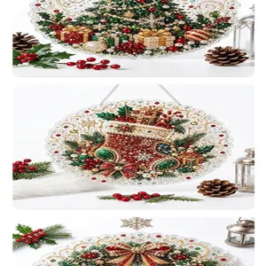Navidad acrílico diamante pintura colgante DIY decoración colgante artesanía festiva