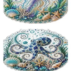 Colgante de pintura de diamante tema oceano acrilico concha brillante pulpo decoracion