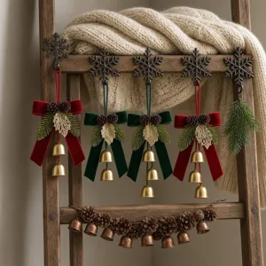 Pendentifs de cloche de noeud en velours de Noel pour decoration de maison de fete