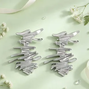 Orecchini in metallo argentato con carattere cinese design artistico astratto gioielli donna