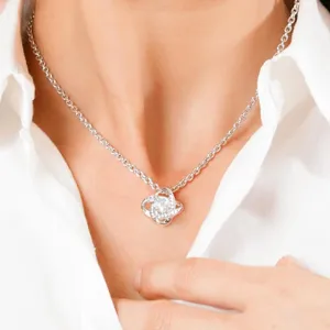 Fashion minimalist silver crystal knot pendant necklace elegant clavicle chain jewelry for daily use